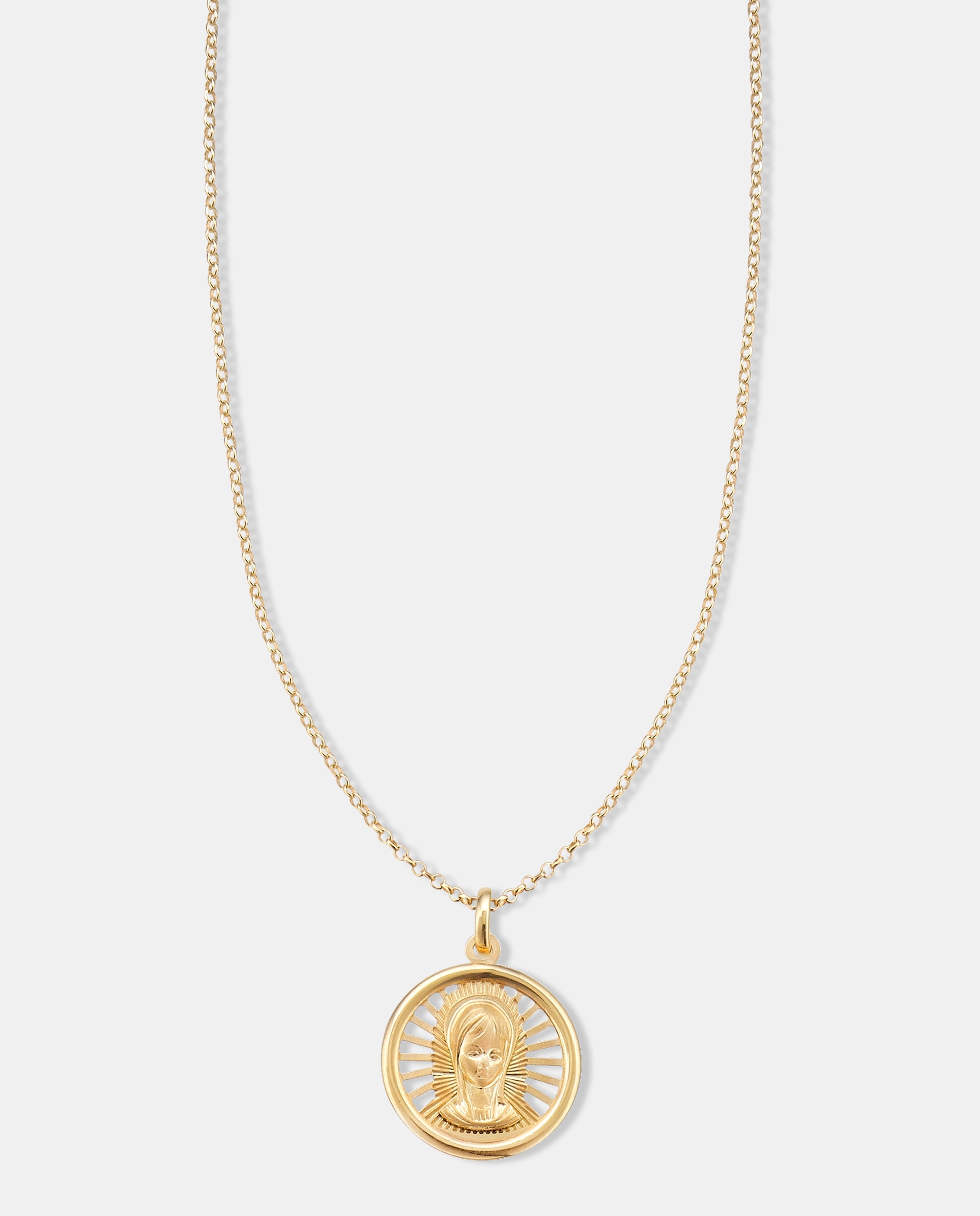 Imagen 0 de Cadena con colgante infantil mi primera joya medalla virgen de plata con acabado de oro amarillo 18k Dorado