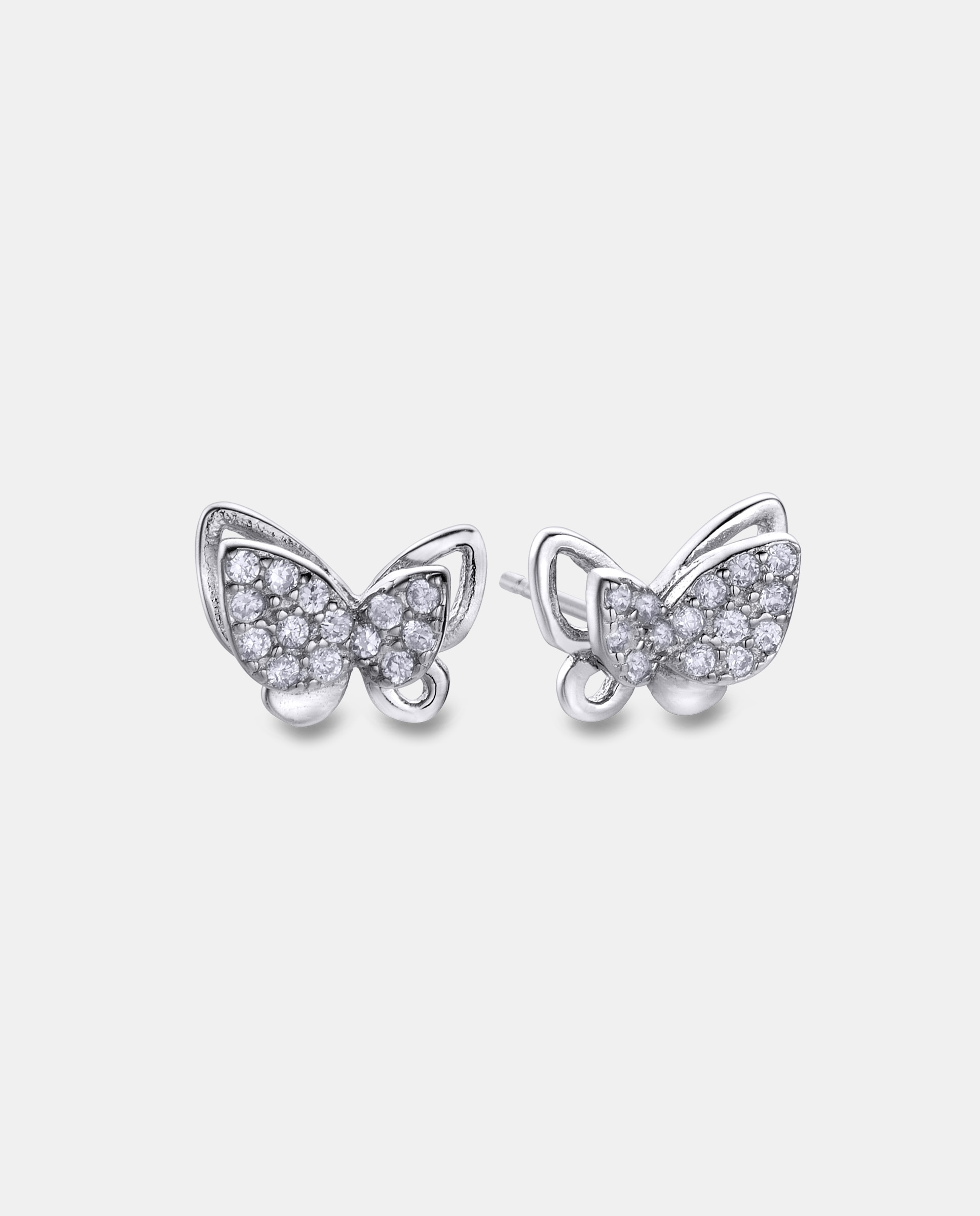 Imagen 0 de Pendientes infantil mi primera joya mariposa doble de plata Plateado