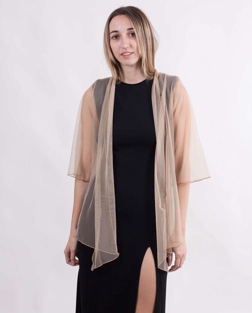 Imagen 0 de Chaqueta de fiesta de mujer de tul en color beige