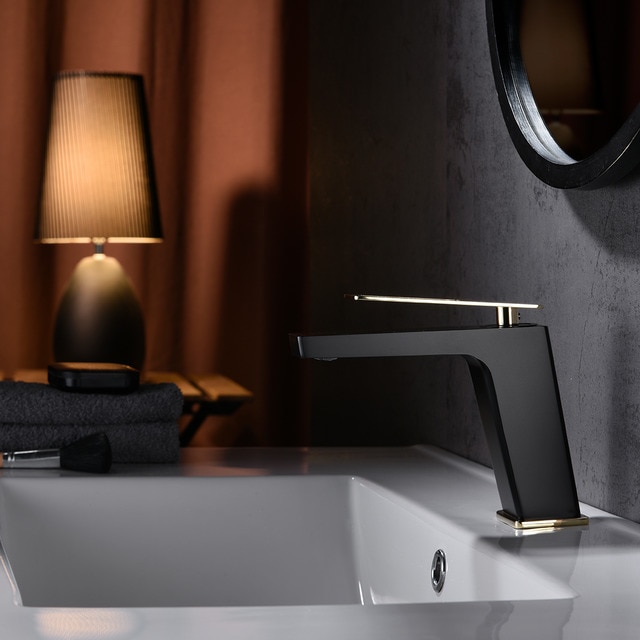 Imagen 2 de Grifo monomando para lavabo Suecia Imex - Negro / Oro Negro / Oro