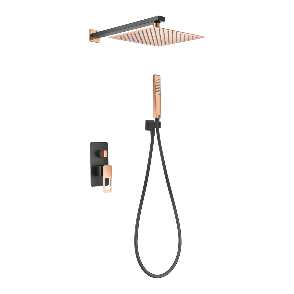 Imagen 1 de Conjunto de ducha monomando empotrado Suecia Imex - Negro / Oro Rosa Negro / Oro Rosa