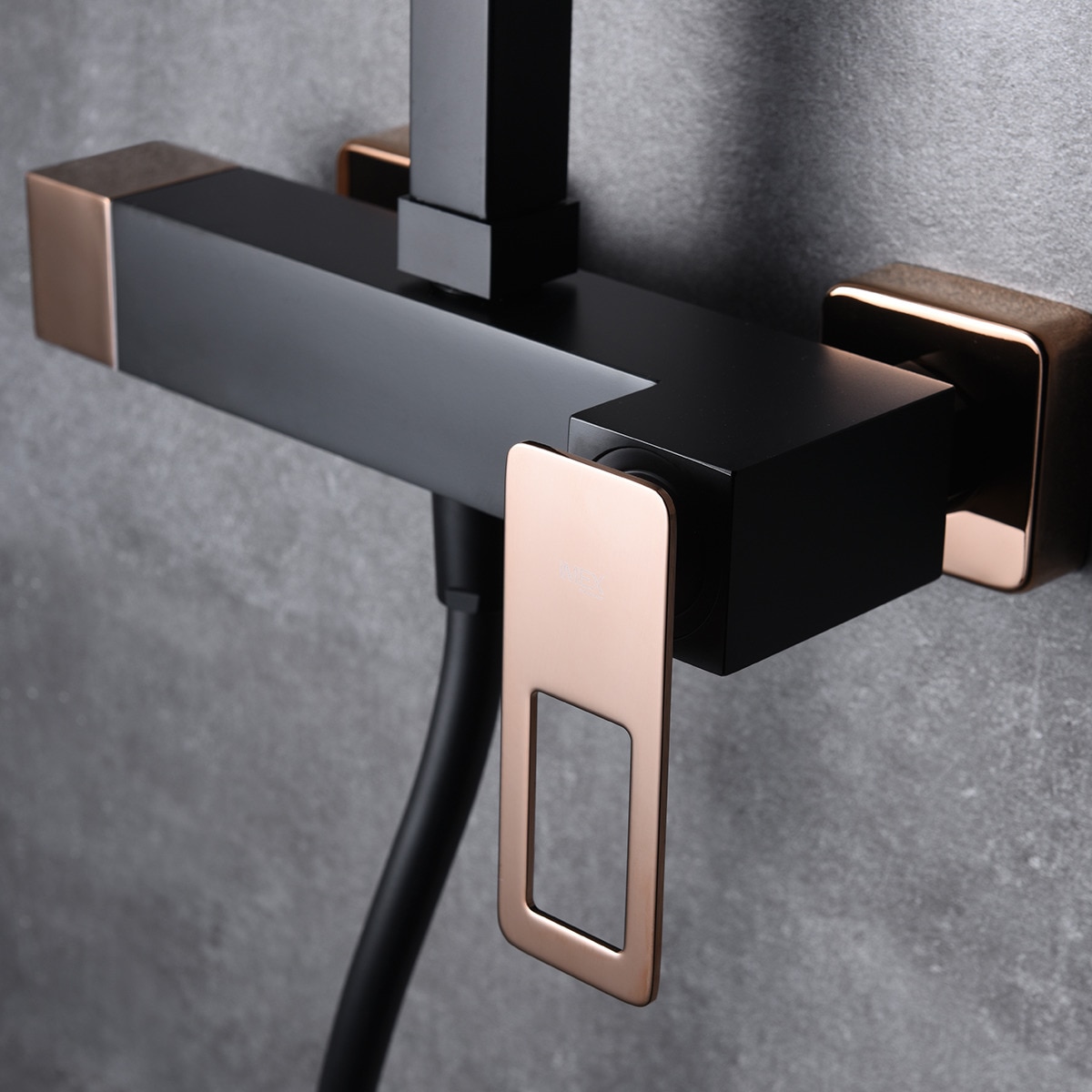 Imagen 2 de Conjunto de ducha monomando Suecia Imex - Negro / Oro Rosa Negro / Oro Rosa