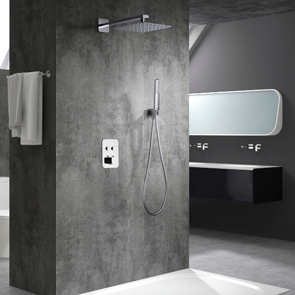 Imagen 2 de Conjunto de ducha termostático empotrado Madeira Imex - Cromo Cromo
