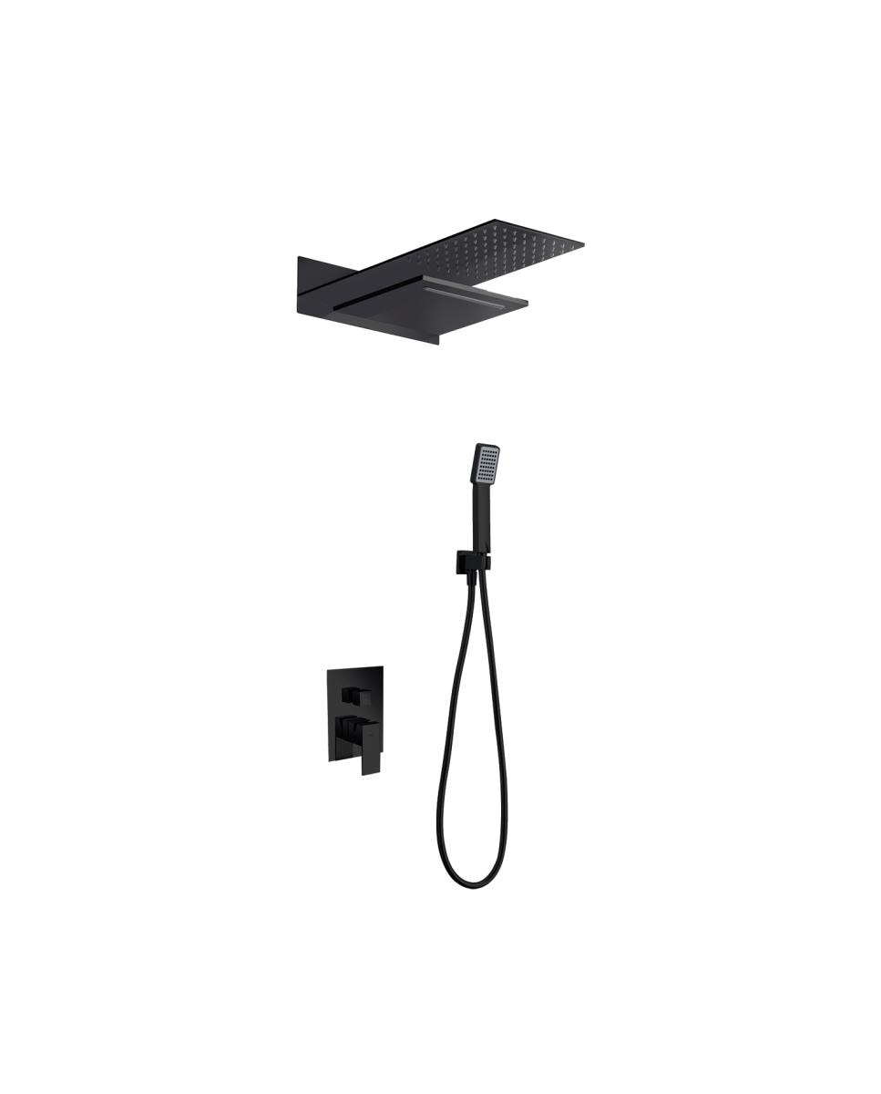 Imagen 1 de Conjunto de ducha termostático empotrado Rodas Imex - Negro mate Negro mate
