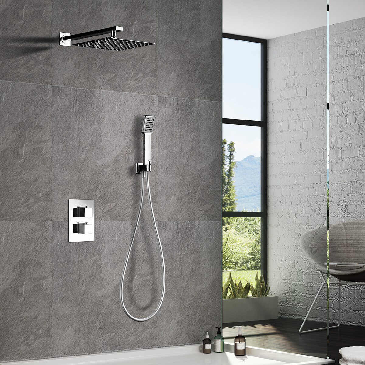Conjunto de ducha termostática empotrada Cies Imex - Cromo Cromo-2