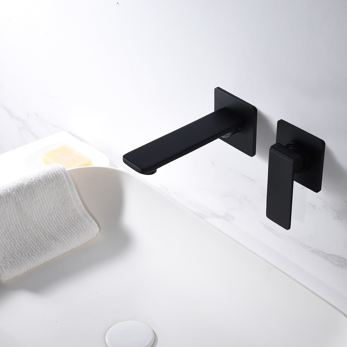 Imagen 2 de Grifo monomando empotrado de lavabo Fiyi Imex - Negro mate Negro mate