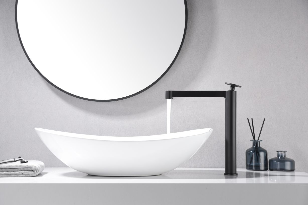 Imagen 2 de Grifo monomando alto de lavabo Olimpo Imex - Negro mate Negro mate