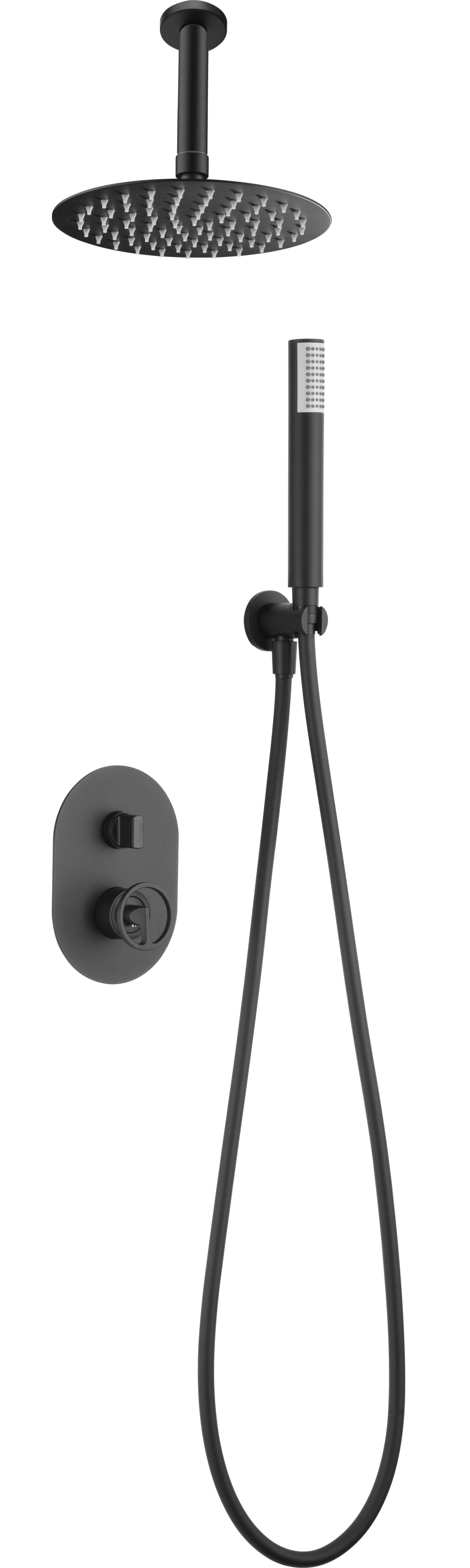 Imagen 1 de Conjunto ducha monomando empotrado Vesubio Imex - Negro mate Negro mate