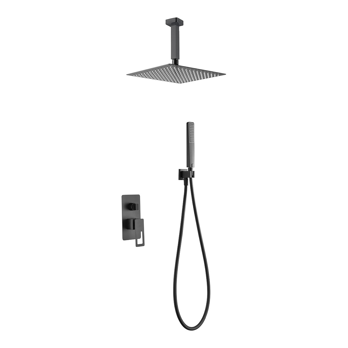 Imagen 1 de Conjunto de ducha monomando empotrado Estocolmo Imex - Negro mate Negro mate