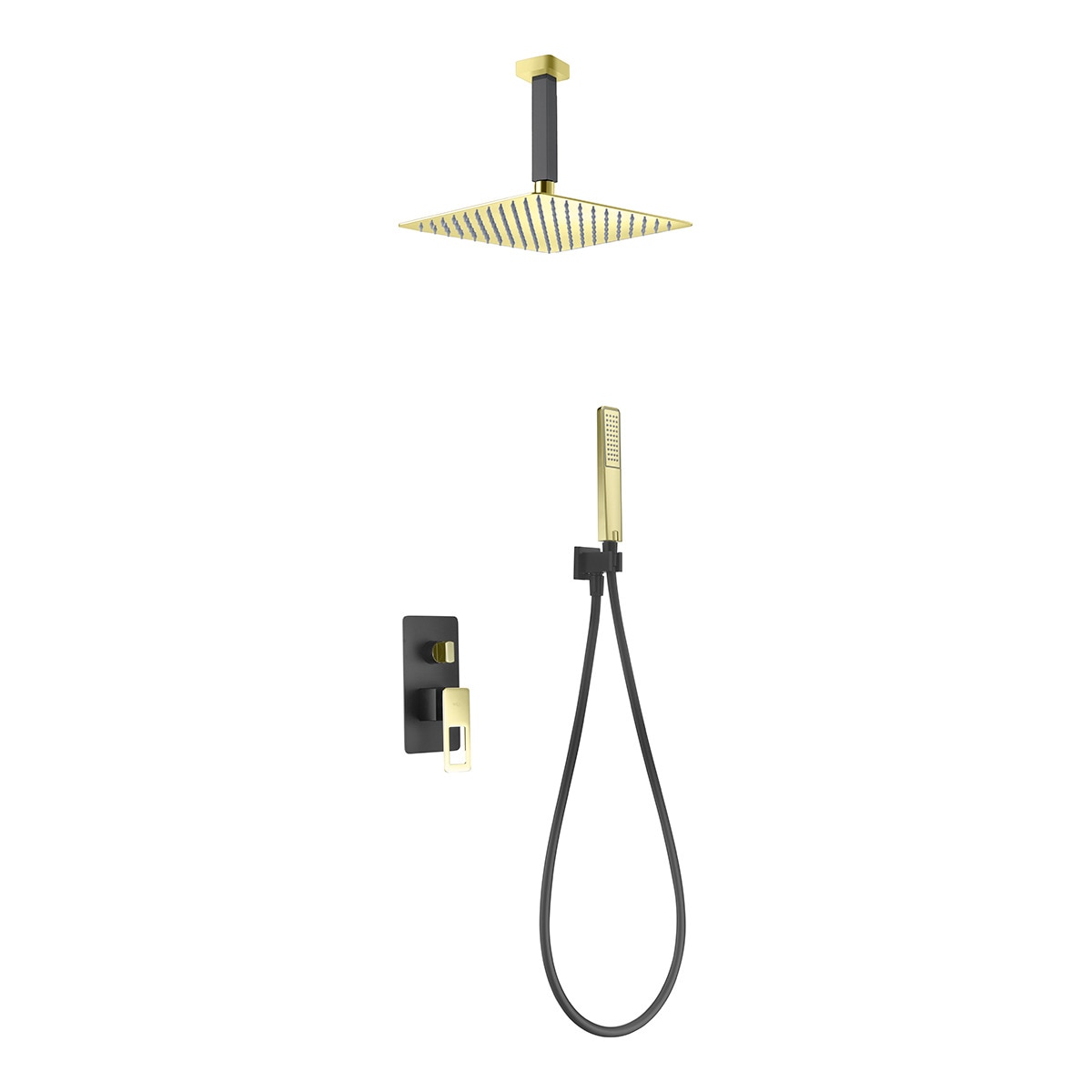 Imagen 1 de Conjunto de ducha monomando empotrado Estocolmo Imex - Negro / Oro Negro / Oro