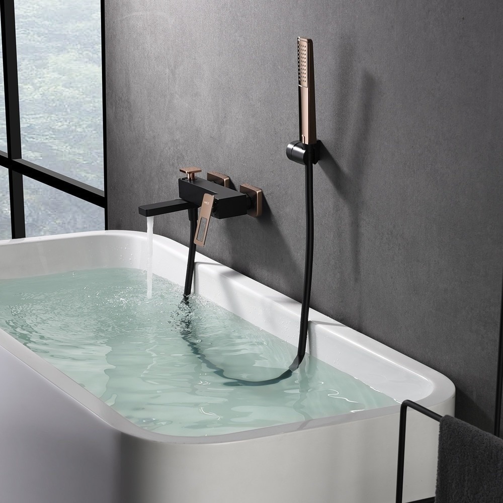 Imagen 2 de Kit baño/ducha monomando Suecia Imex - Negro / Oro Rosa Negro / Oro Rosa