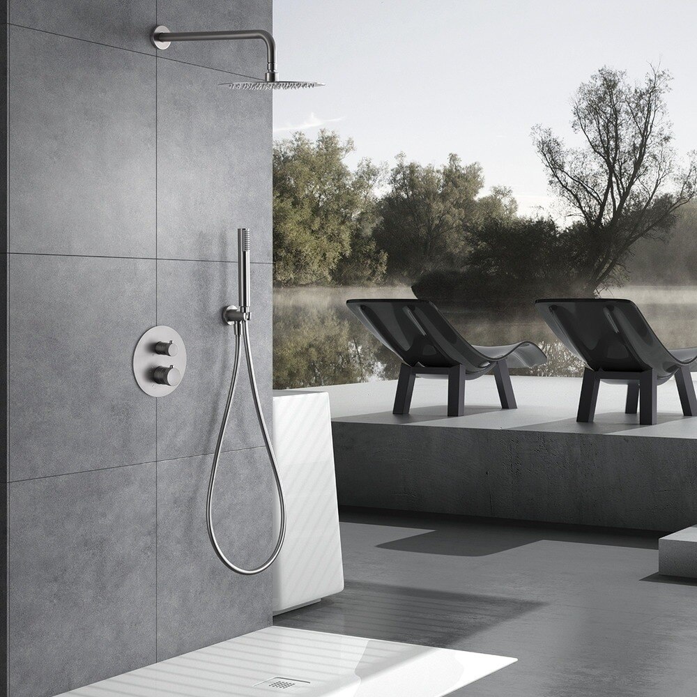 Conjunto de ducha termostático empotrado Line Imex - Gris Gris-2