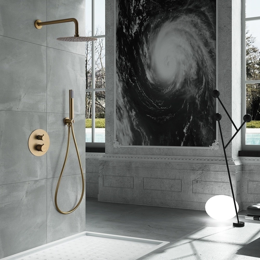 Conjunto de ducha termostático empotrado Line Imex - Oro Oro-2