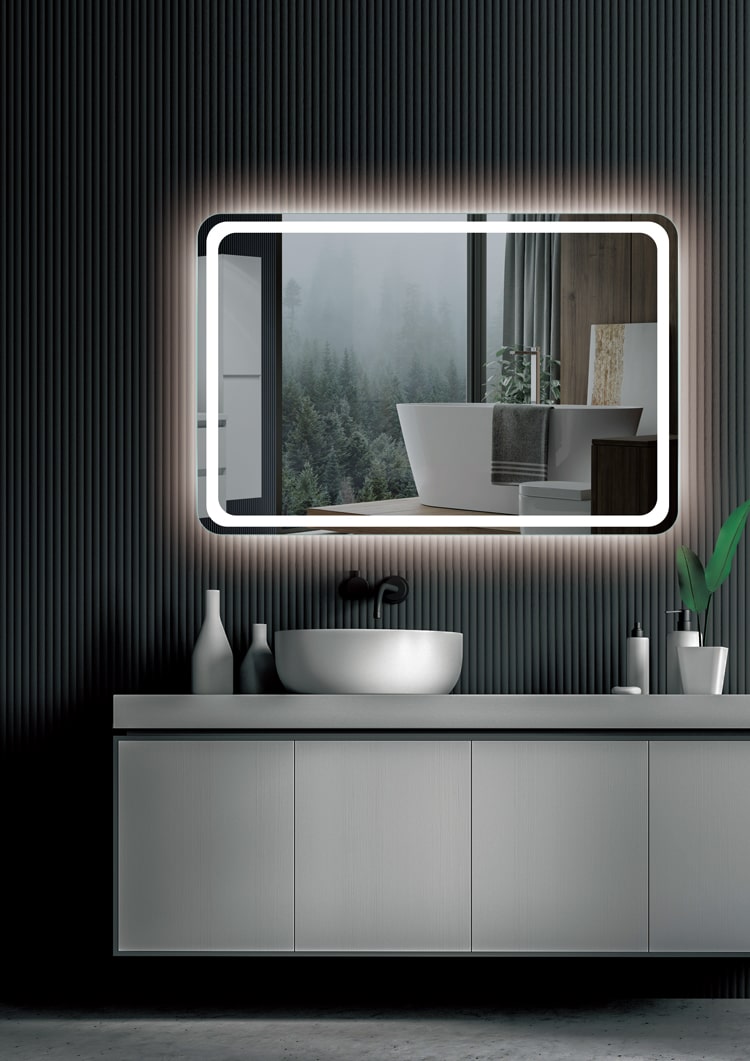 Espejo de baño rectangular Austria Ledimex - Gris 80 x 80 Gris-2
