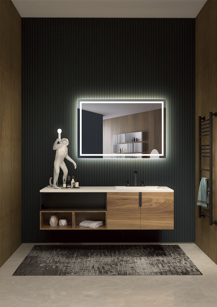 Imagen 2 de Espejo de baño rectangular Francia Ledimex - Blanco 80 x 80 Blanco