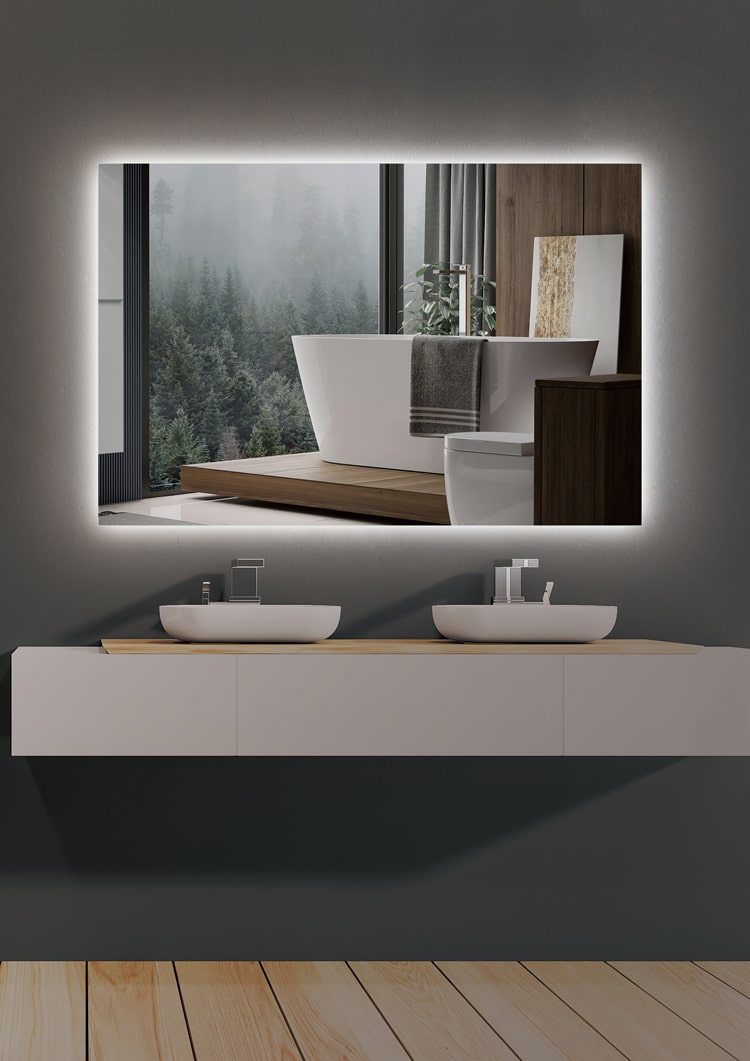 Espejo de baño rectangular Suecia Ledimex - Gris 80 x 70 Gris-2