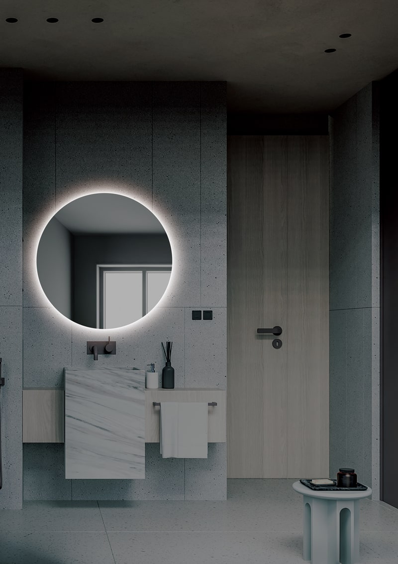 Espejo de baño circular Lisboa Ledimex - Gris 50 cm Gris-2