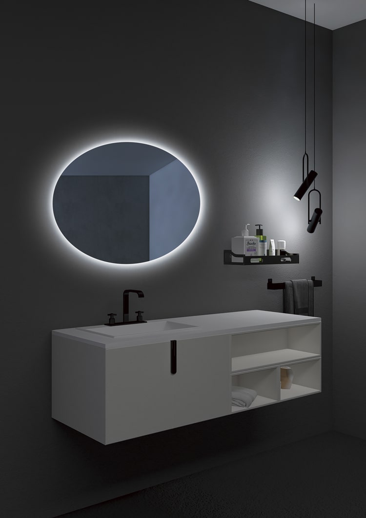 Imagen 3 de Espejo de baño ovalado Ledimex - Gris 100 x 80 Gris