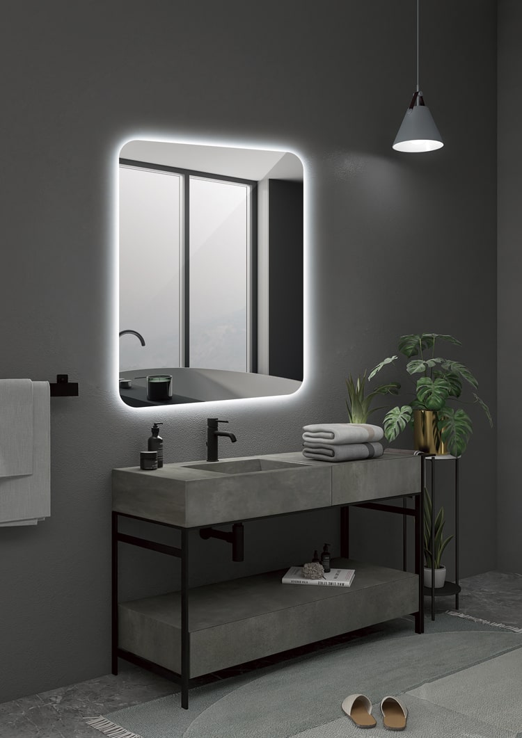 Imagen 2 de Espejo de baño rectangular Dinamarca Ledimex - Gris 120 x 80 Gris