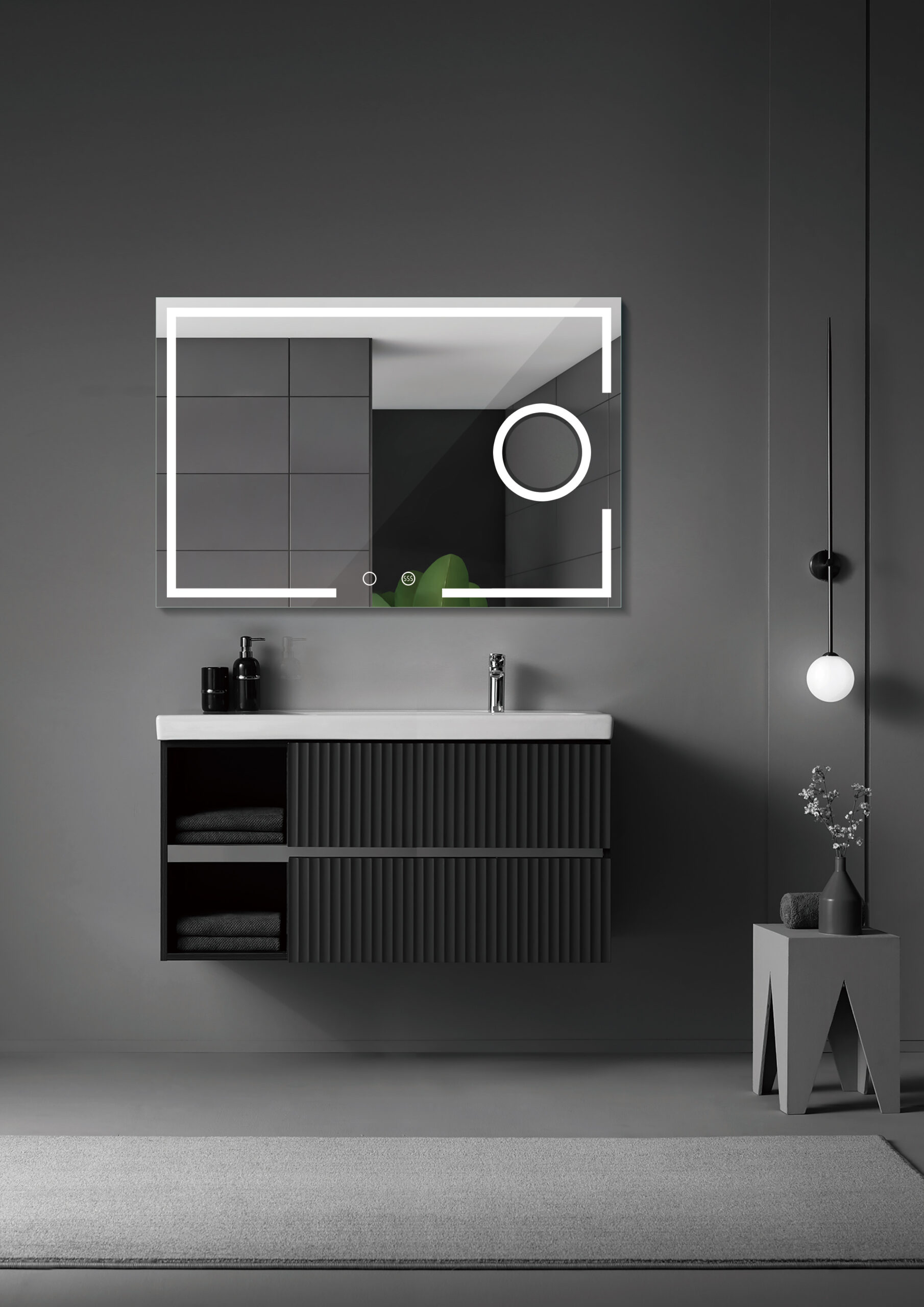 Espejo de baño rectangular Malta Ledimex - Gris 80 x 80 Gris-3
