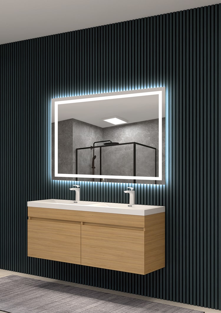 Espejo de baño rectangular Holanda Ledimex - Gris 80 x 80 Gris-2