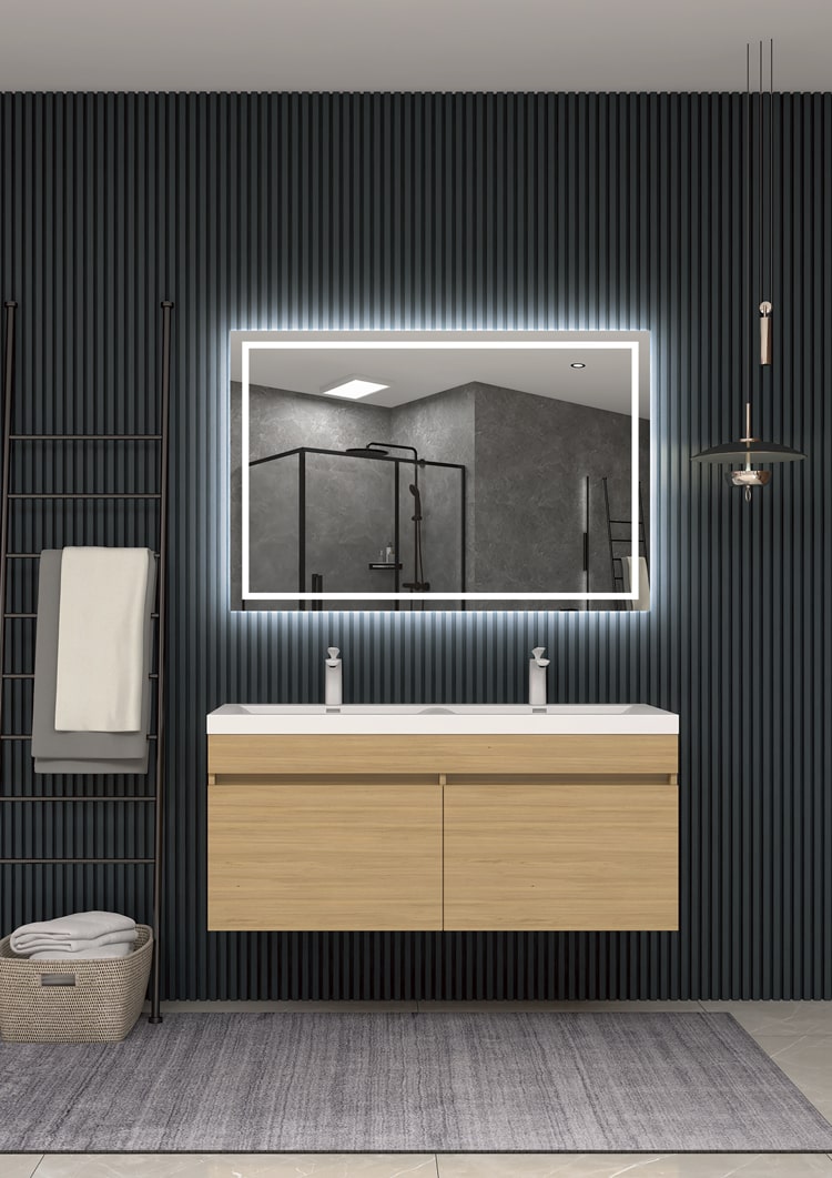 Espejo de baño rectangular Holanda Ledimex - Gris 80 x 80 Gris-3