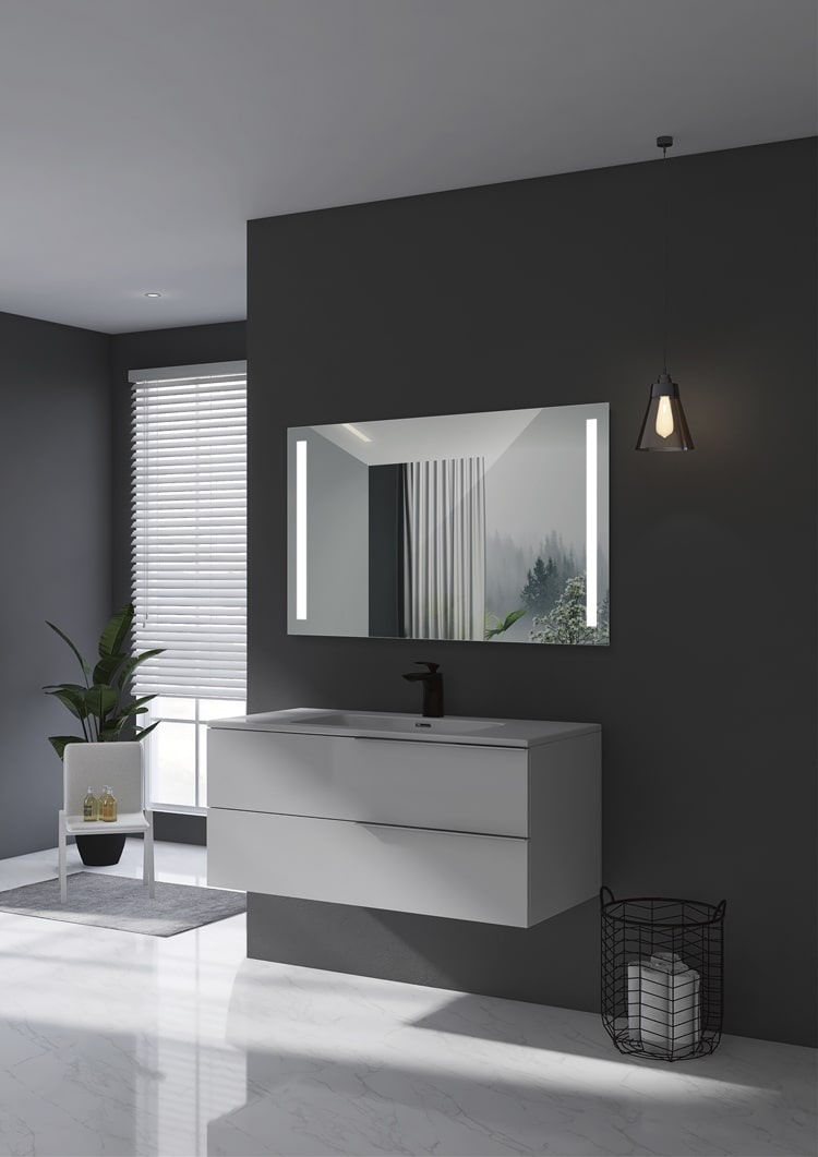 Imagen 2 de Espejo de baño rectangular Finlandia Ledimex - Gris 100 x 80 Gris