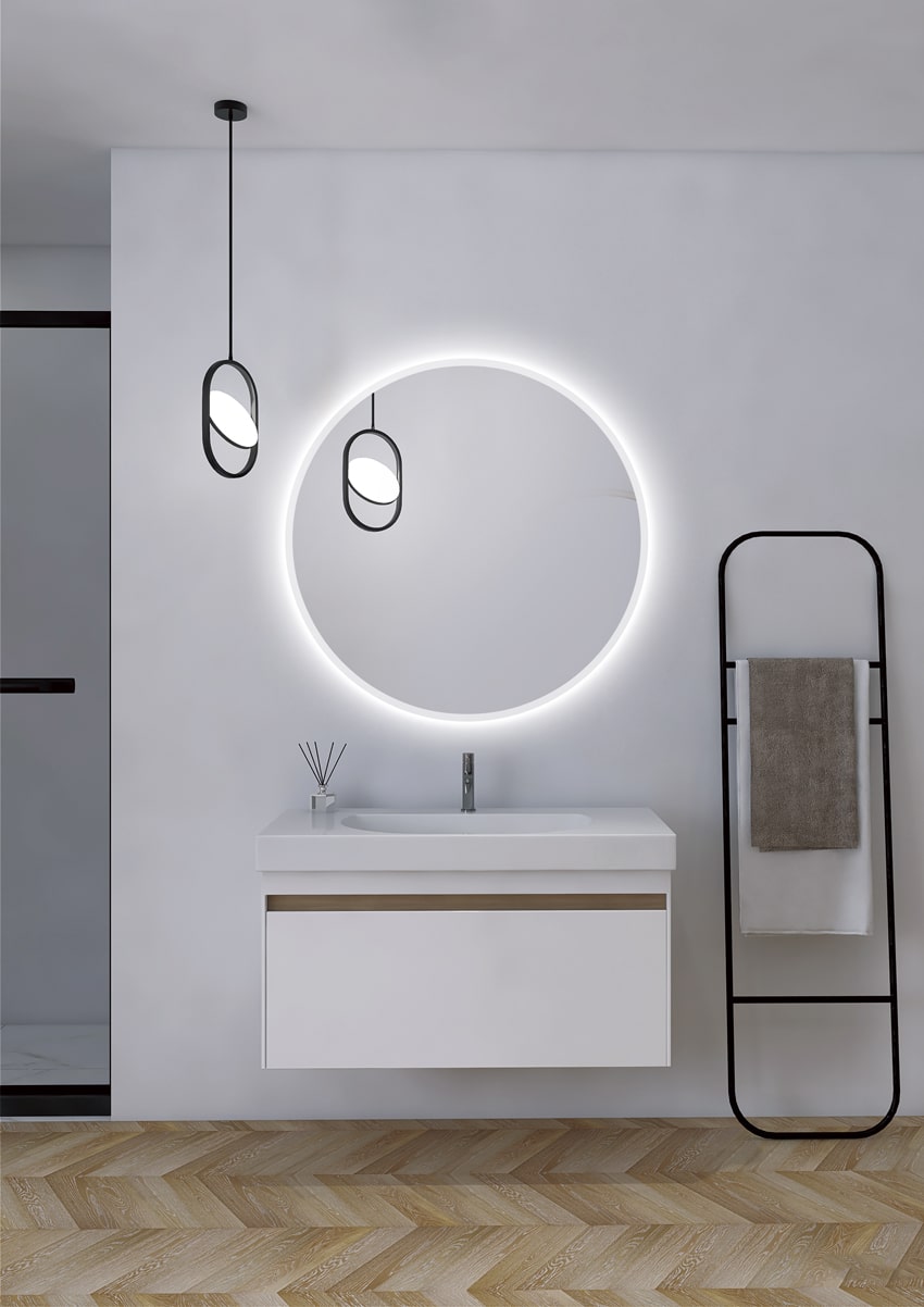Espejo de baño redondo Bélgica Ledimex - Gris 50 cm Gris-3