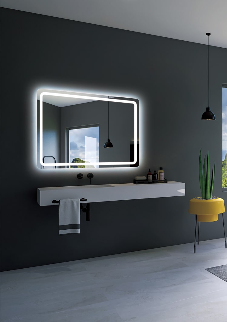 Espejo de baño rectangular Grecia Ledimex - Gris 80 x 70 Gris-2