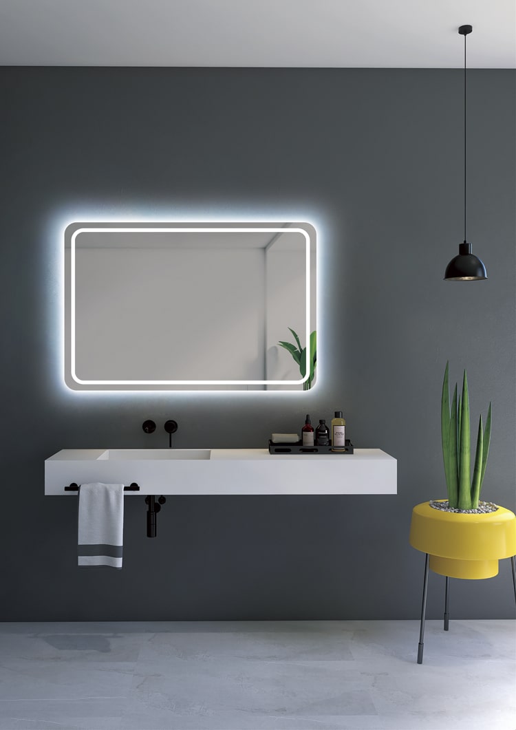 Espejo de baño rectangular Grecia Ledimex - Gris 80 x 70 Gris-3