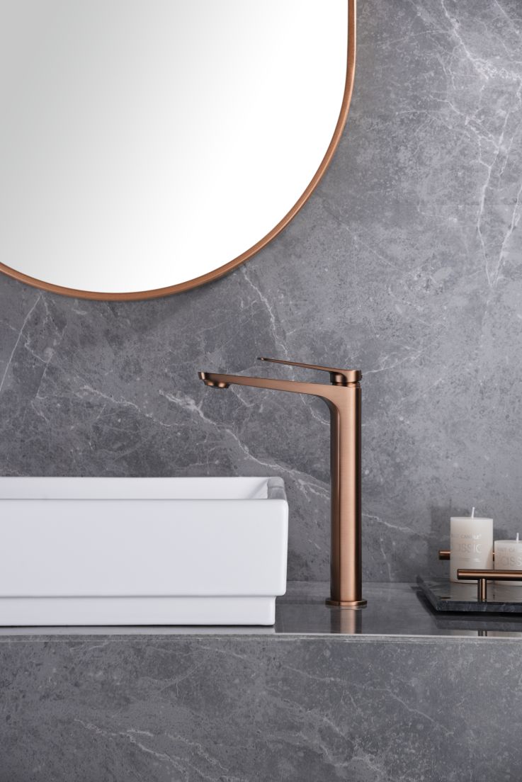 Grifo monomando lavabo alto Nápoles Imex - Oro Rosa Mate Oro Rosa Mate-2