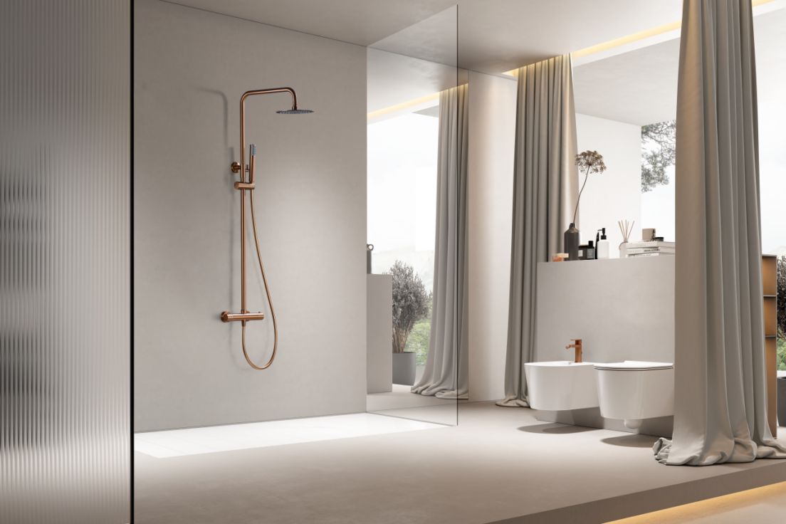Conjunto ducha termostático Génova Imex - Oro Rosa Mate Oro Rosa Mate-2