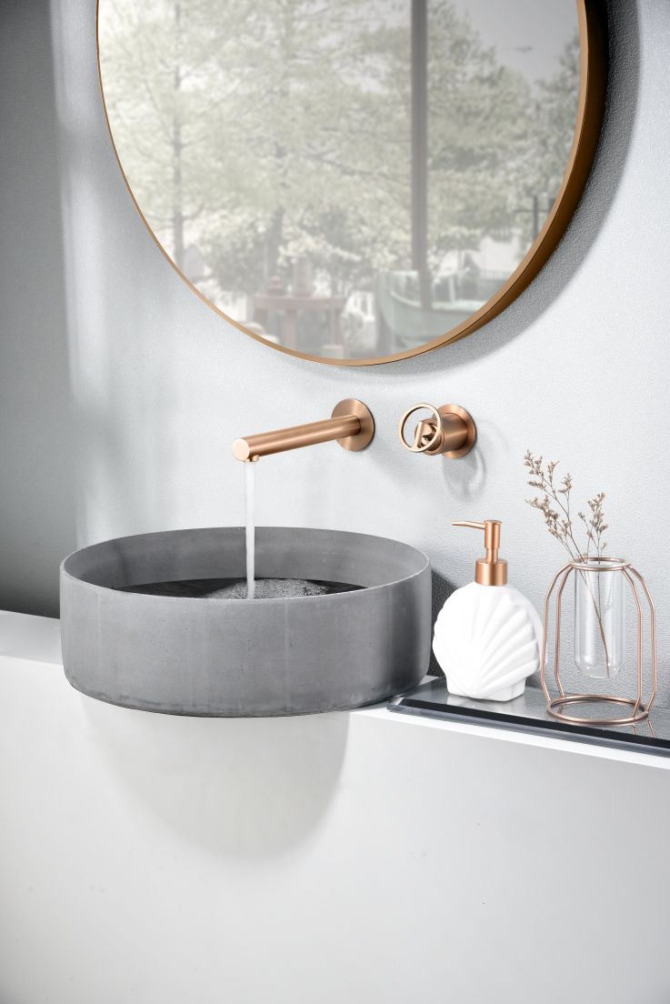 Imagen 2 de Grifo monomando empotrado lavabo Olimpo Imex - Oro Rosa Mate Oro Rosa Mate