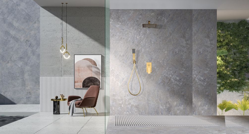 Conjunto ducha monomando empotrado Pisa Imex - Oro Oro-2