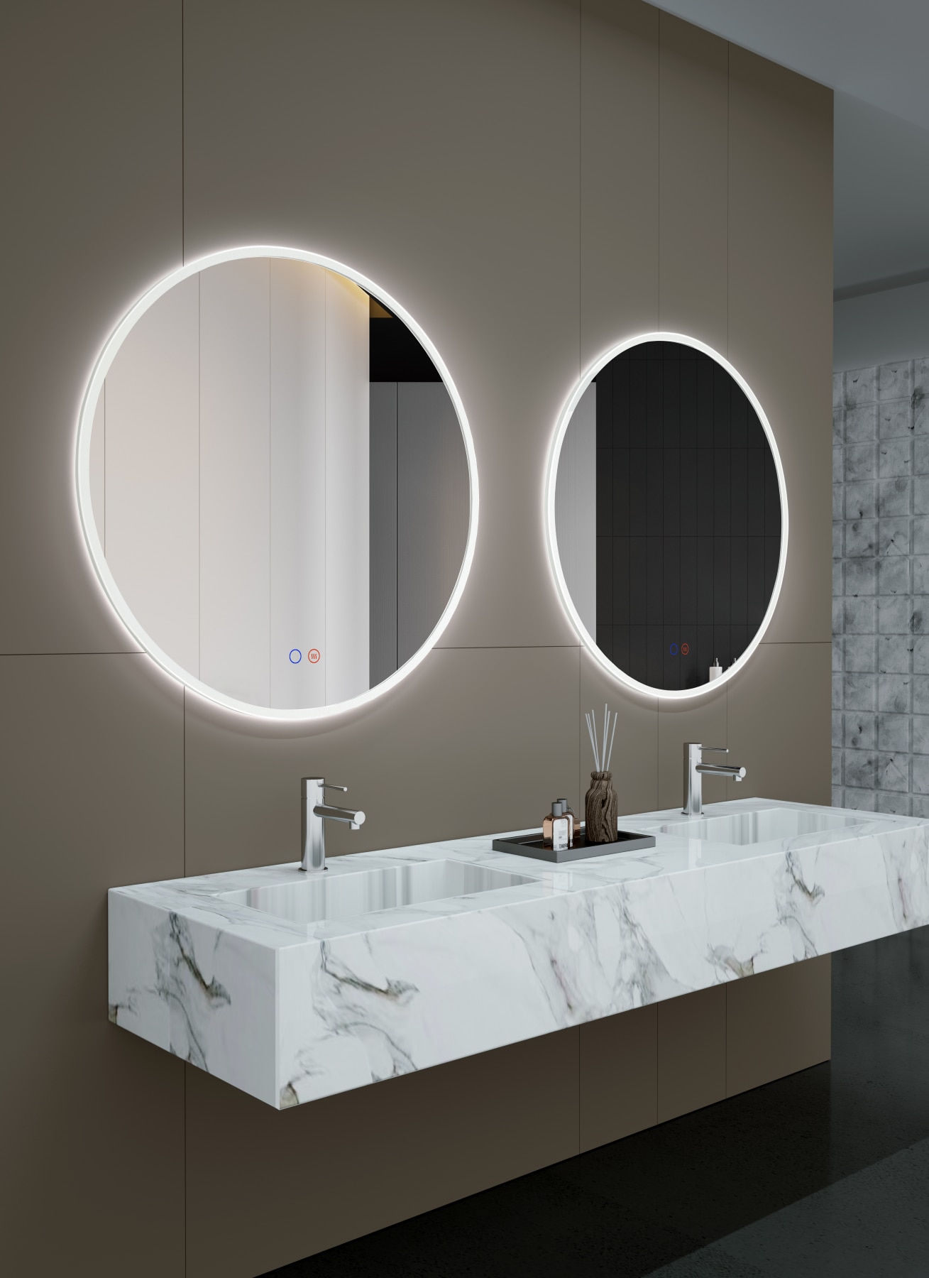 Espejo de baño redondo traslucido Atenas Ledimex - Traslúcido 60 cm Traslúcido-3