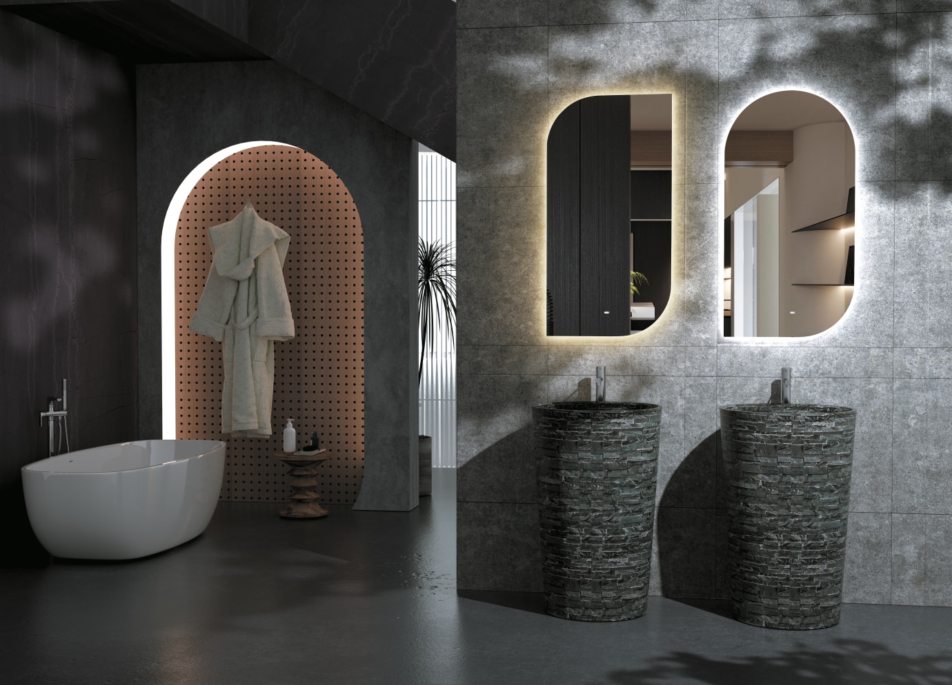 Espejo de baño decorativo Cardiff Ledimex - Gris 110 x 60 cm Gris-2