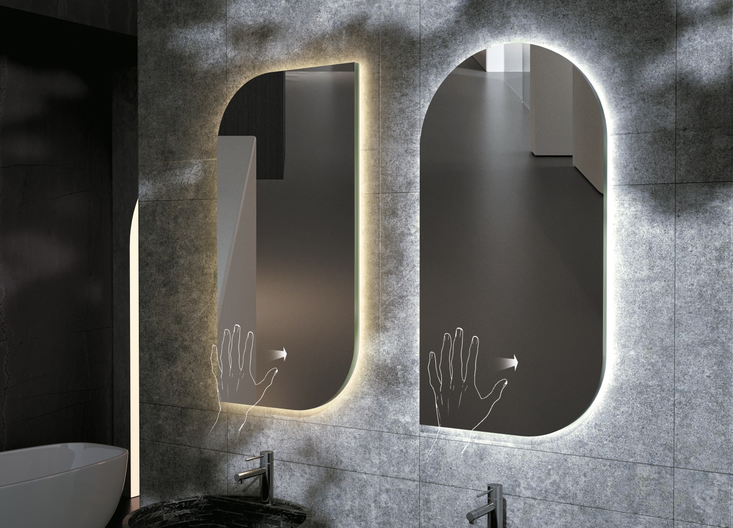Espejo de baño decorativo Cardiff Ledimex - Gris 110 x 60 cm Gris-3