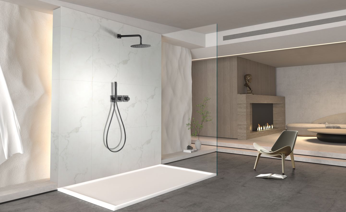 Imagen 2 de Conjunto ducha termostático empotrado Tíbet Imex - Negro Negro