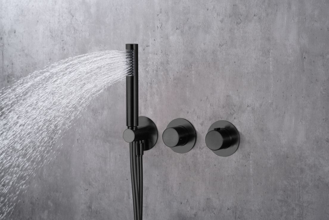 Imagen 3 de Conjunto ducha monomando empotrado Assen Imex - Negro mate Negro mate