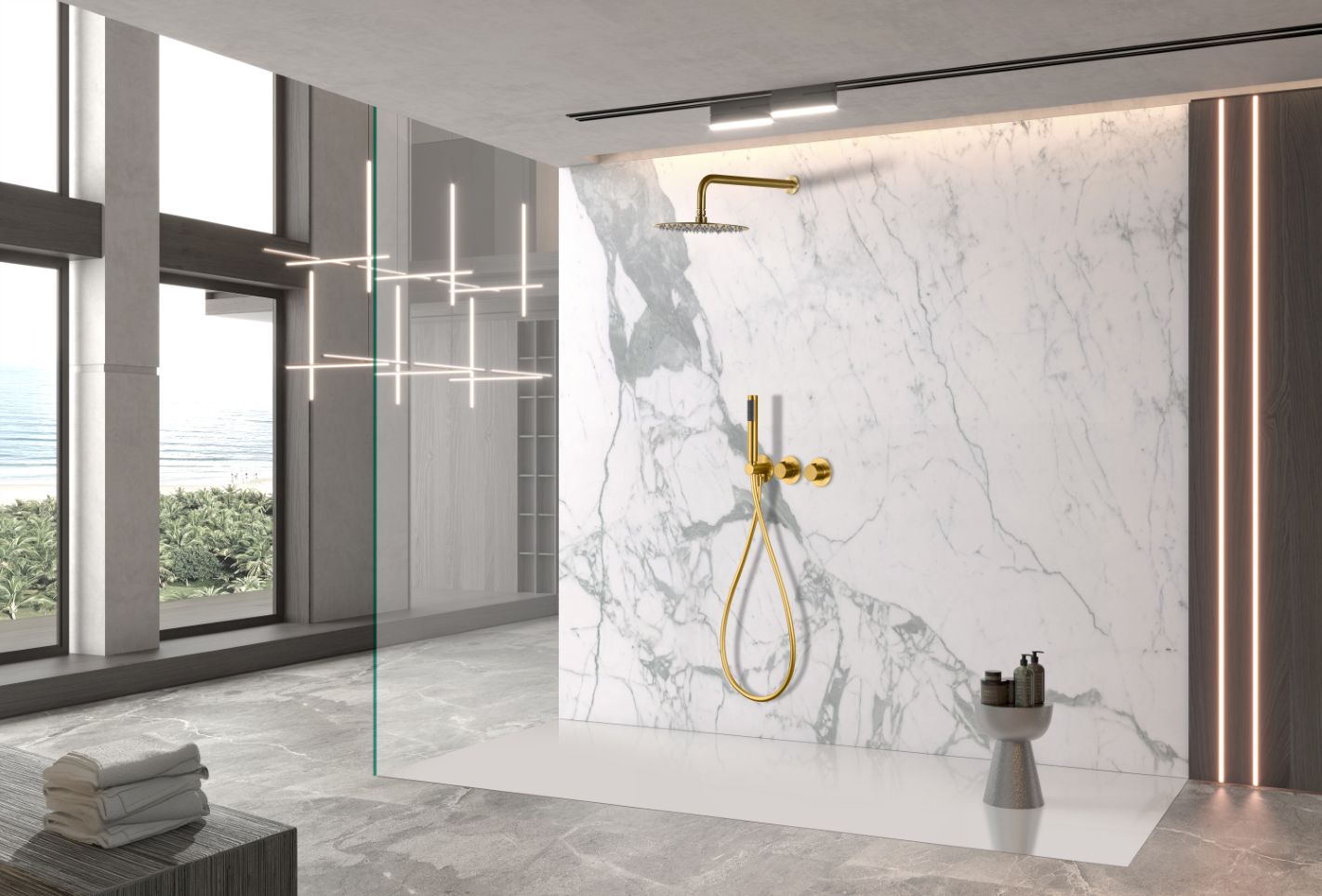 Imagen 2 de Conjunto ducha monomando empotrado Assen Imex - Oro Oro