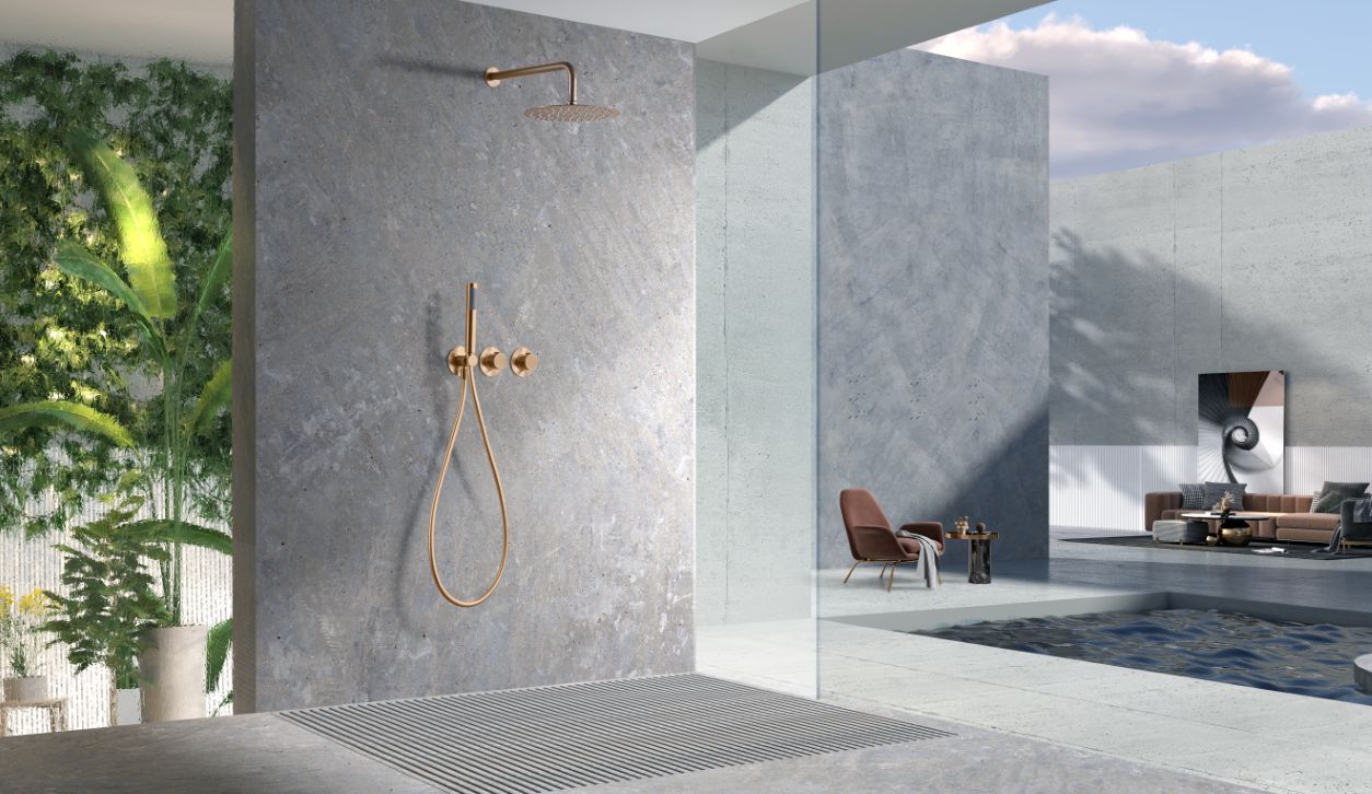 Imagen 2 de Conjunto ducha monomando empotrado Assen Imex - Oro Rosa Mate Oro Rosa Mate