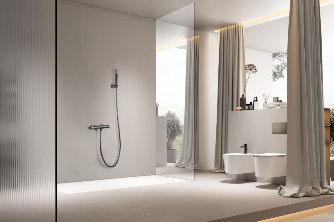 Imagen 2 de Kit ducha termostático Génova Imex - Negro Negro