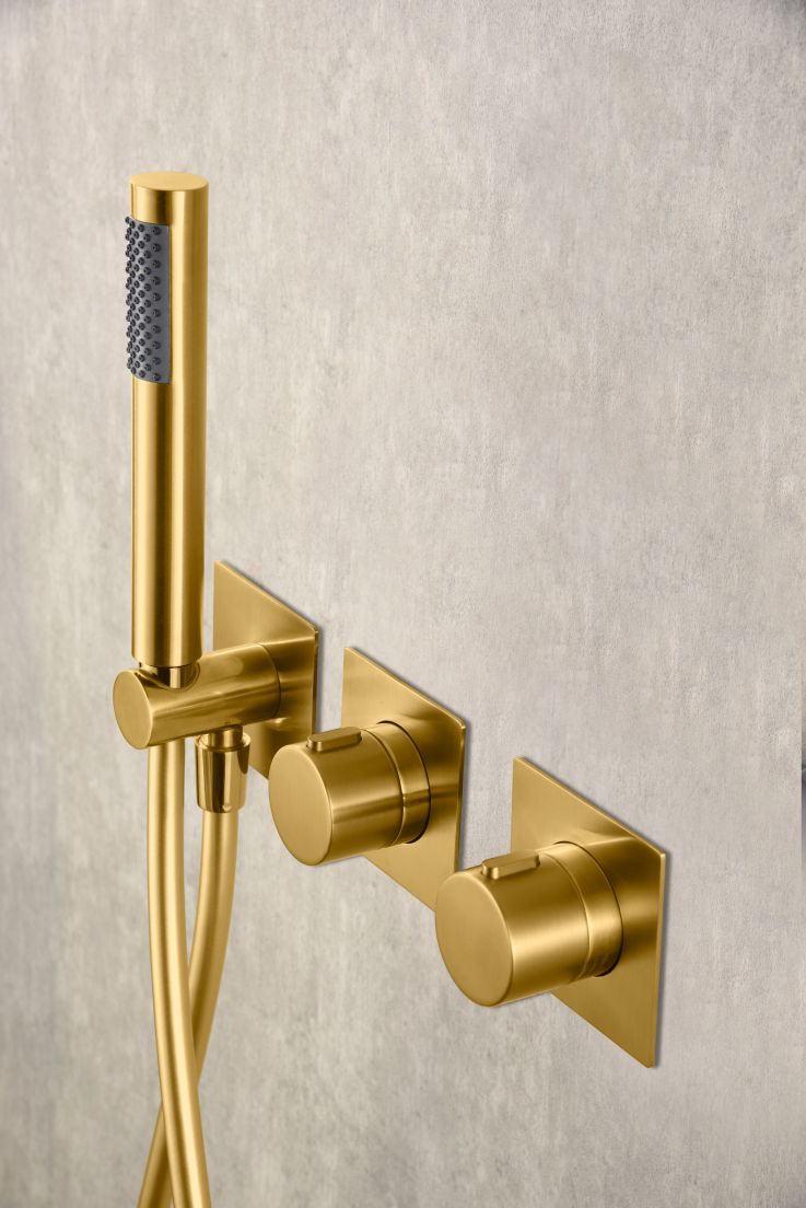 Imagen 2 de Conjunto ducha monomando empotrado Breda Imex - Oro Oro