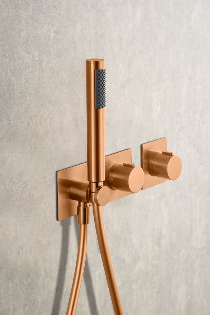 Imagen 2 de Conjunto ducha monomando empotrado Breda Imex - Oro Rosa Mate Oro Rosa Mate