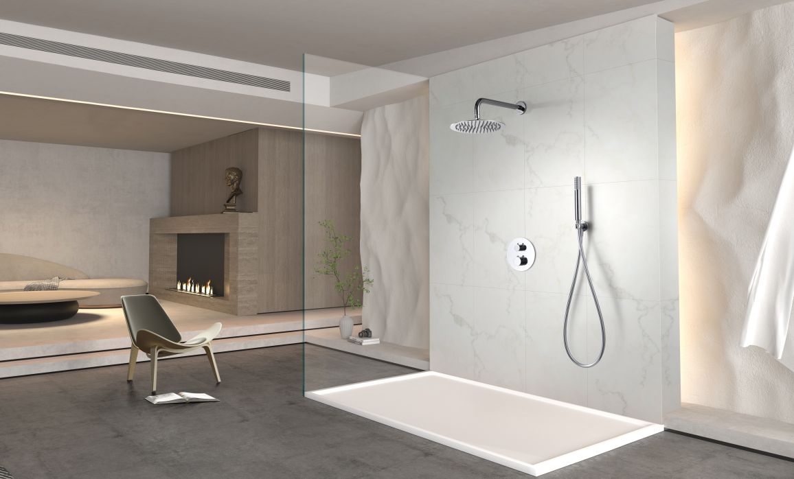 Imagen 2 de Conjunto ducha termostático empotrado Génova Imex - Gris Gris