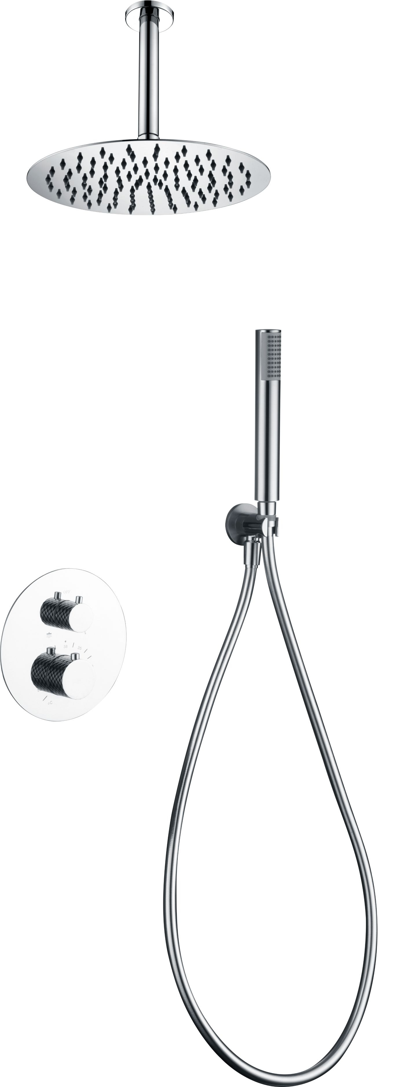 Imagen 1 de Conjunto ducha termostático empotrado Piamonte Imex - Gris Gris