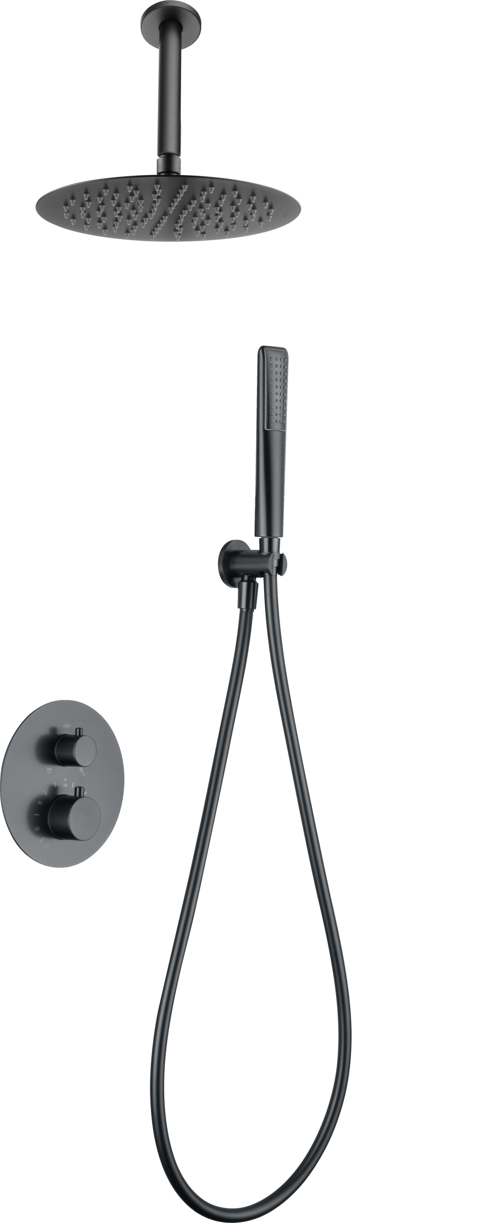 Imagen 1 de Conjunto ducha termostático empotrado Salerno Imex - Negro Negro