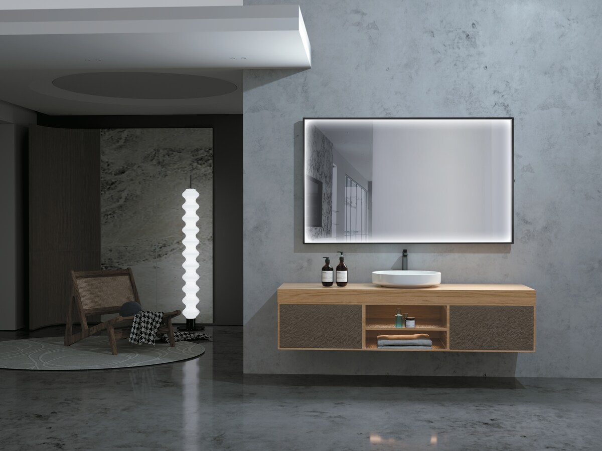 Espejo de baño cuadrado negro mate Ability Ledimex Negro-2