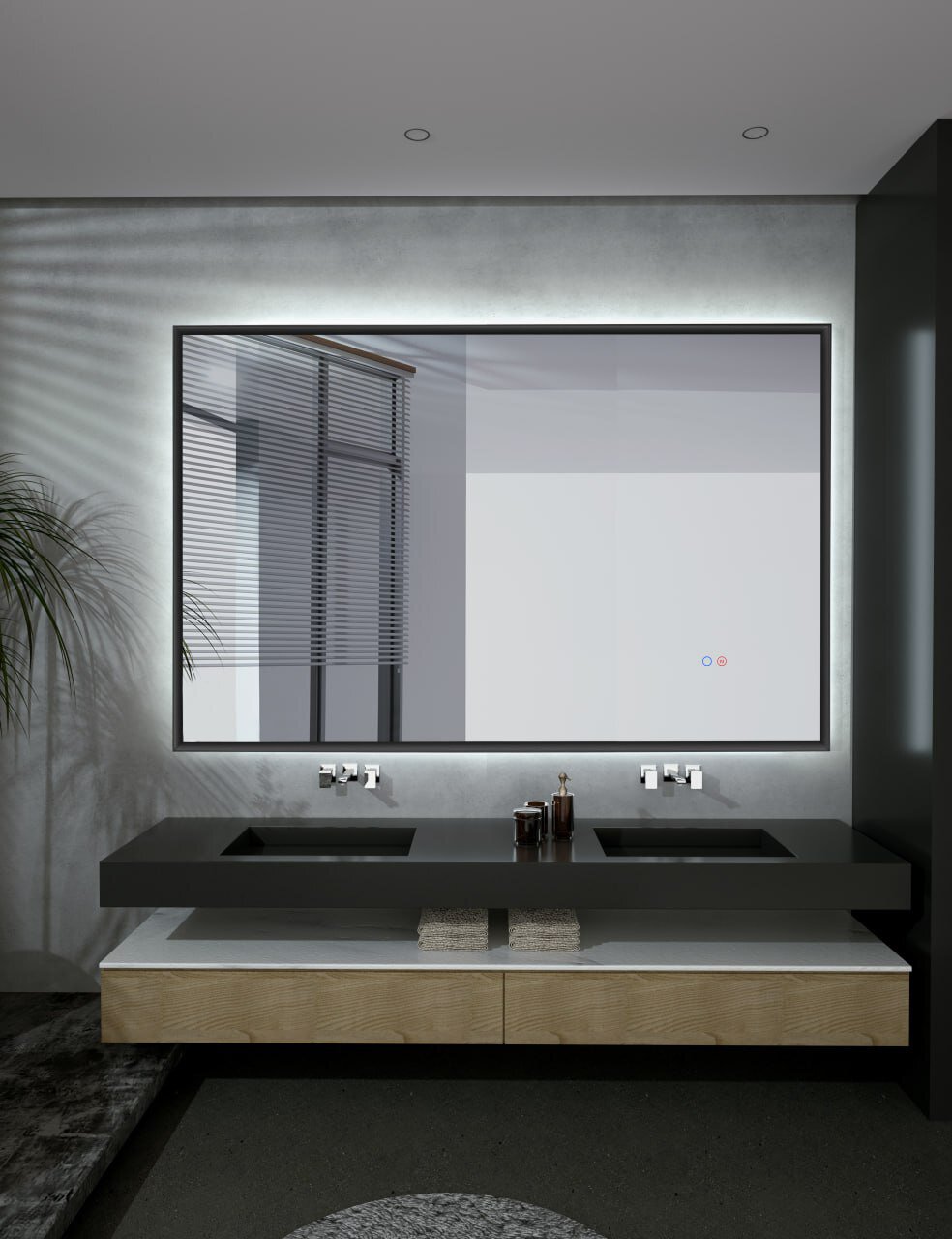 Espejo de baño cuadrado California Ledimex - BLACK GUN METAL 100 cm BLACK GUN METAL-2