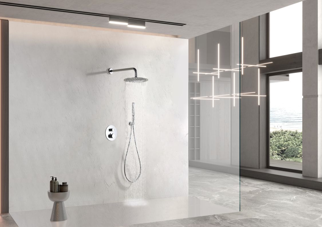 Imagen 2 de Conjunto ducha termostático empotrado Nápoles Imex - Gris Gris
